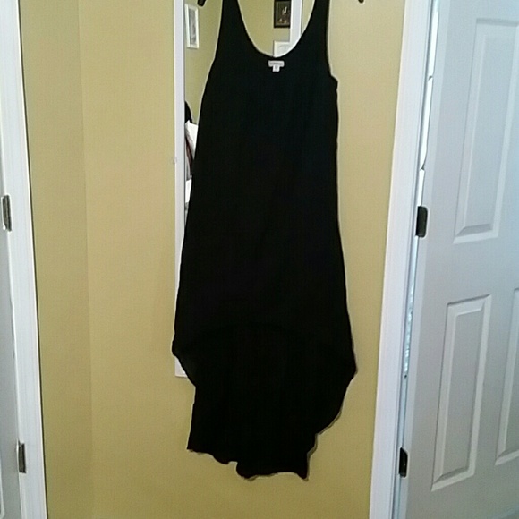 Black Linen Hi-Lo Dress