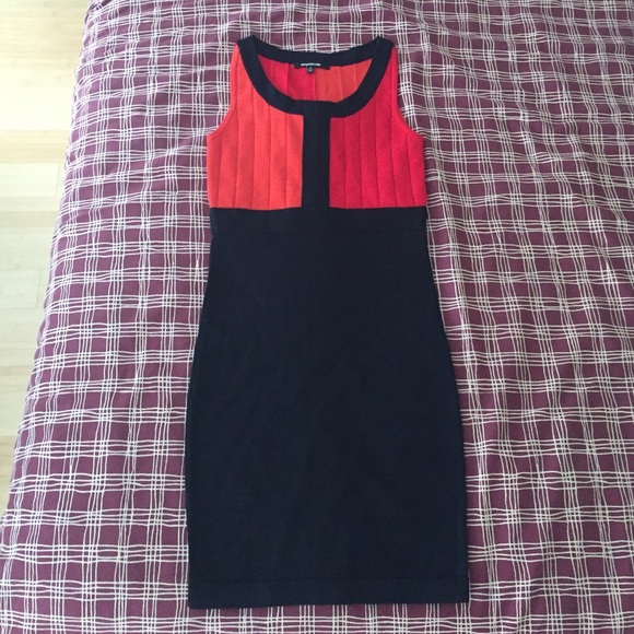 Black red and orange body con dress