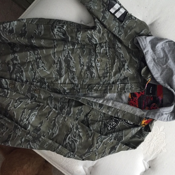 Hurley button up with hood