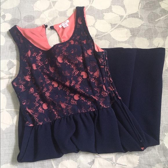 Blue & Coral lace dress