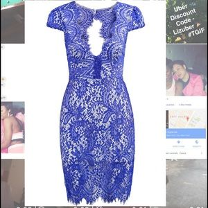 Cobalt Blue Backless Lacy Dress