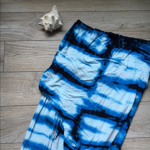 Blue Tie-Dye Midi Skirt