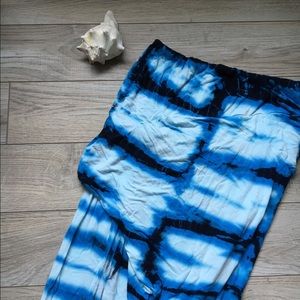 Blue Tie-Dye Midi Skirt