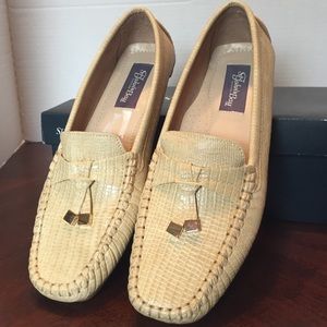 New St. John's Leather "Snakeskin" Loafers 7.5 M