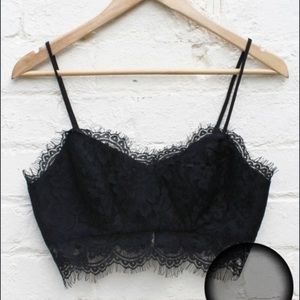 Black lace crop top