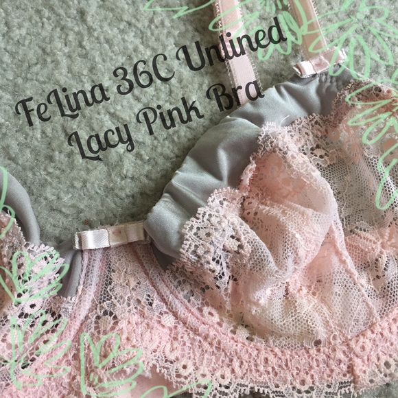 FeLina 36C Unlined Lacy Pink Bra
