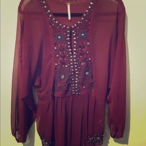 FREE PEOPLE ••• sheer sequined top