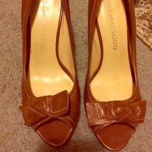 Franco Sarto brown heels open toe like new