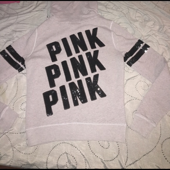 Sequin PINK zip up hoodie