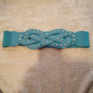 Turquoise studded belt with elastic band