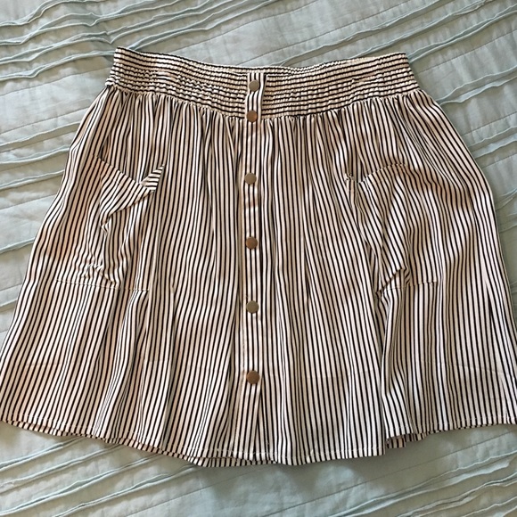 Cream and Black Striped Skirt