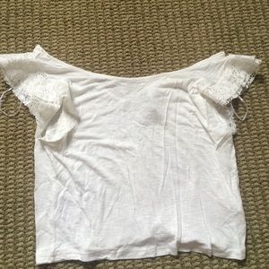 off the shoulder lace sleeve top