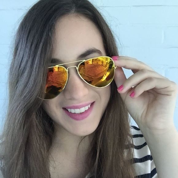 "Cecilia" Sunglasses || Orange Mirror Aviator - Picture 4 of 6