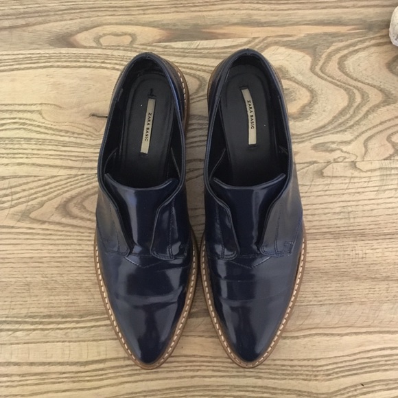 Zara Basic Collection SlipOn navy blue w wood - Picture 3 of 7