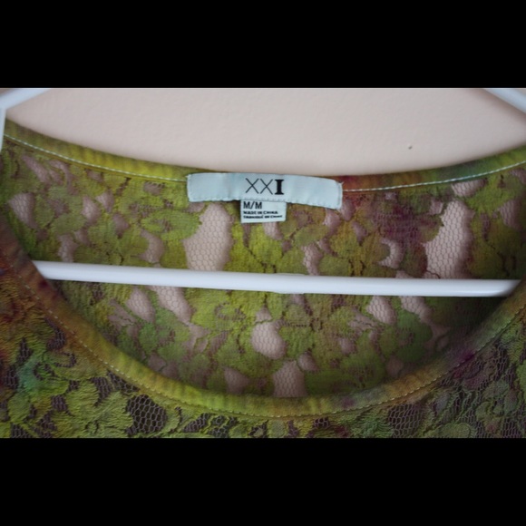 Tie dye green lace forever 21 shirt - Picture 1 of 3