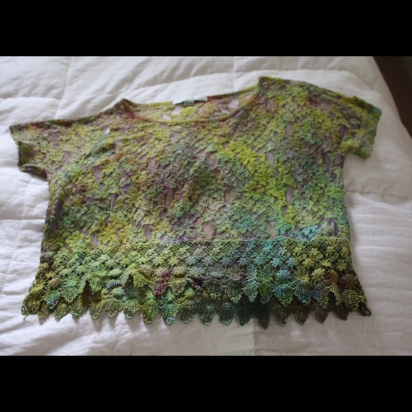 Tie dye green lace forever 21 shirt - Picture 3 of 3