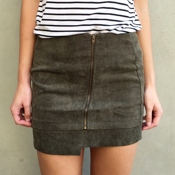 Dresses & Skirts - | new | army green zipper skirt