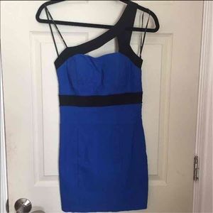 BLUE & BLACK ONE SHOULDER DRESS