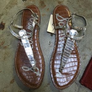 Sam edelmon silver embossed sandals