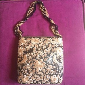 Gold and Black Sequin and Beaded Handbag