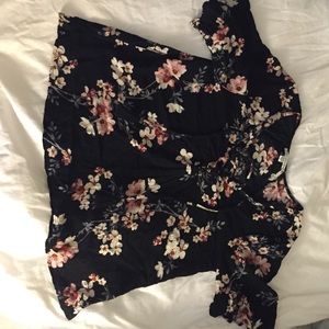 Floral top with lace up front