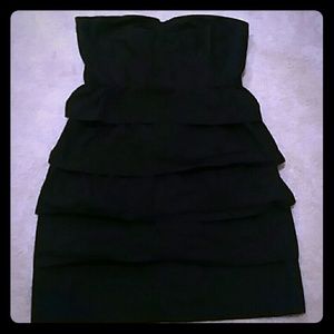 JCrew Black strapless tiered dress
