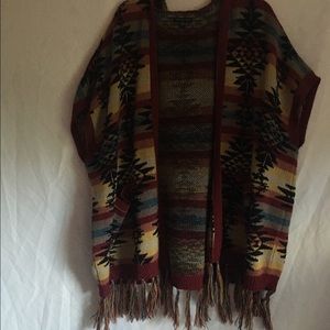 NWOT Colorful Tribal Print Cardigan w/ Hood