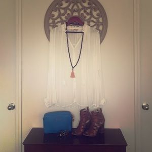 Forever 21 Sheer Peasant Top (Boho Style), Large