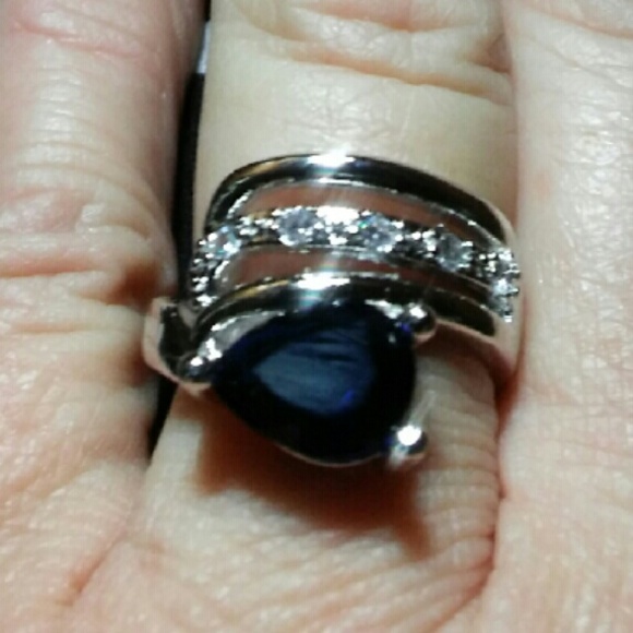 Gorgeous Sapphire and Cz Ring Stamped 925s