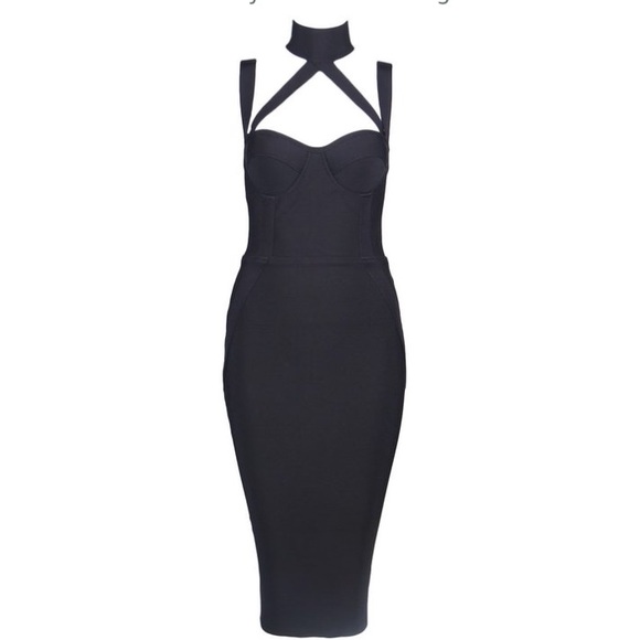 Black Midi Bandage dress