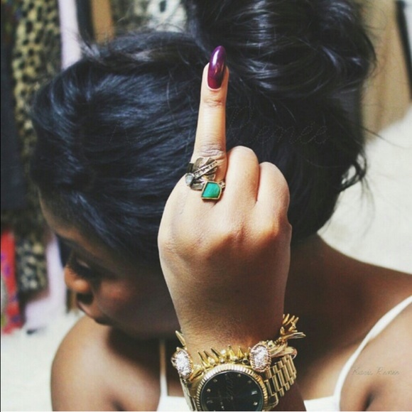 Jewelry | Emerald green leaf wrap ring - Picture 3 of 3