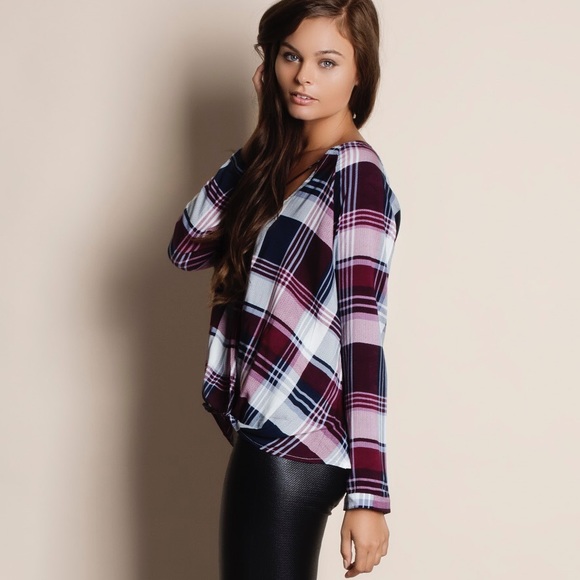 The Crossing Long Sleeve Plaid Top - Picture 2 of 3
