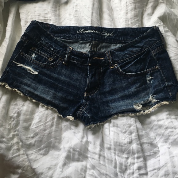 Jean shorts with lace lining