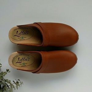 Lotta Brown Leather Clogs Made in Sweden Size 40