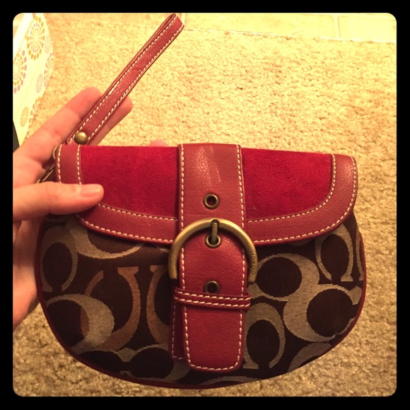 Beautiful Burgundy and Brown Coach Purse