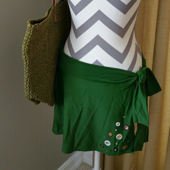 La Blanca Green Wrap Skirt Swim Coverup