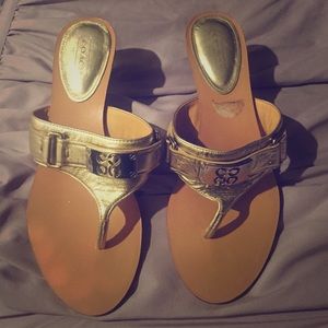 Silver sandals.