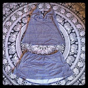 Loft navy blue stripped two piece bathing suit