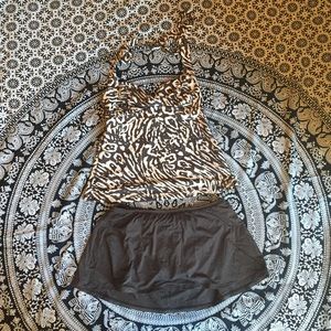 Loft brown two piece bathing suit