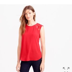 Red J.Crew lace cap sleeve top