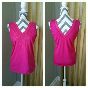 Pink Reebok V-neck Sleeveless Athletic Tank