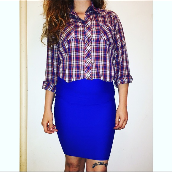 Blackmilk royal blue matte pencil skirt