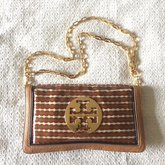 Tory Burch Handbags - Tory burch brown & gold clutch shoulder handbag