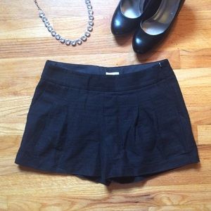 J. Crew Black Linen Pleated Shorts