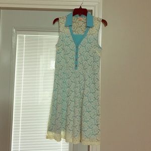 Lace and turquoise dress