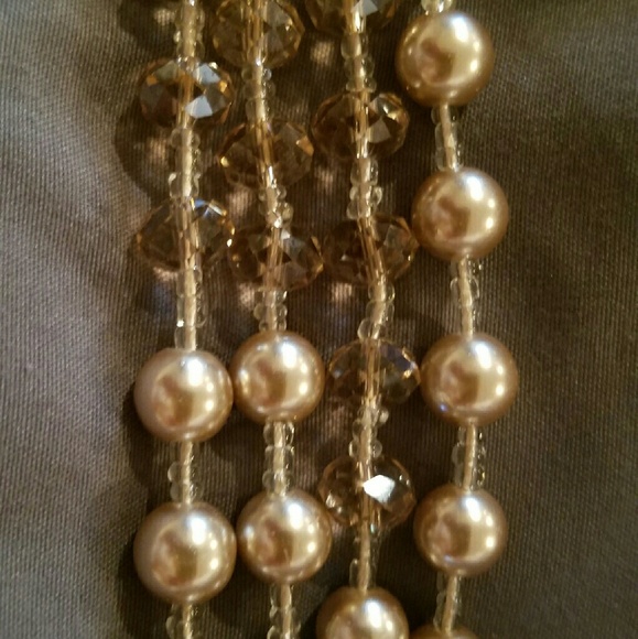 LOFT pearl and crystal bead necklace