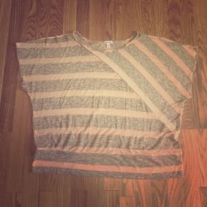 Pink & Grey Striped Top