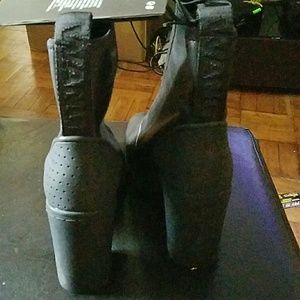 Black leather booties