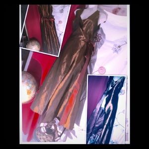 LAZARO GORGEOUS CHOCOLATE/CABERNET TAFETA GOWN 10