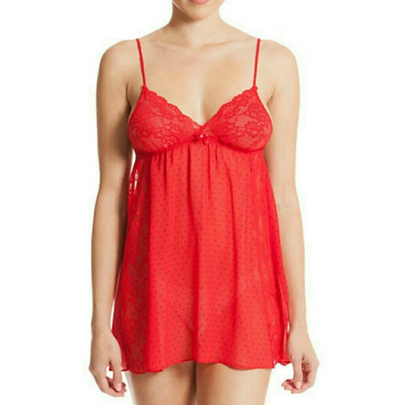 ❤️Red Pindot Babydoll Chemise